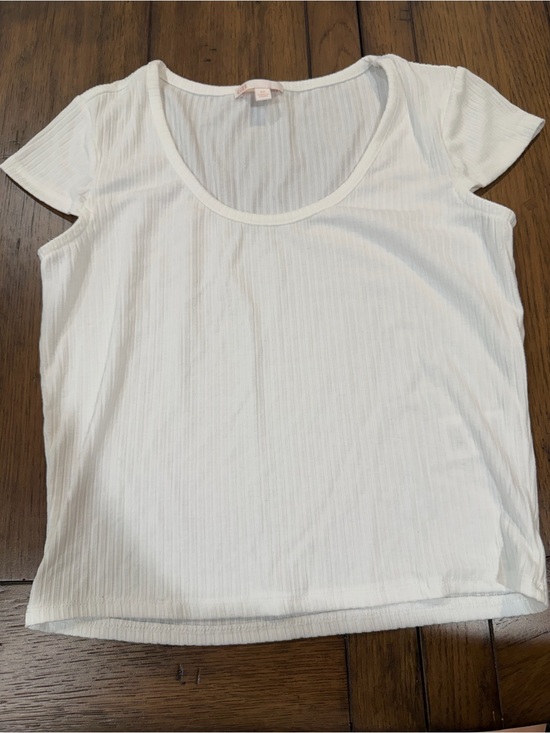 Gianni Bini Tops - Gianni Bini White Ribbed Scoop Neck Short Sleeve Tee M